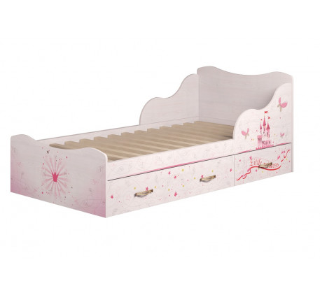 Детская мебель Принцесса. Набор №4 с низкой кроватью-чердаком 180х80 см